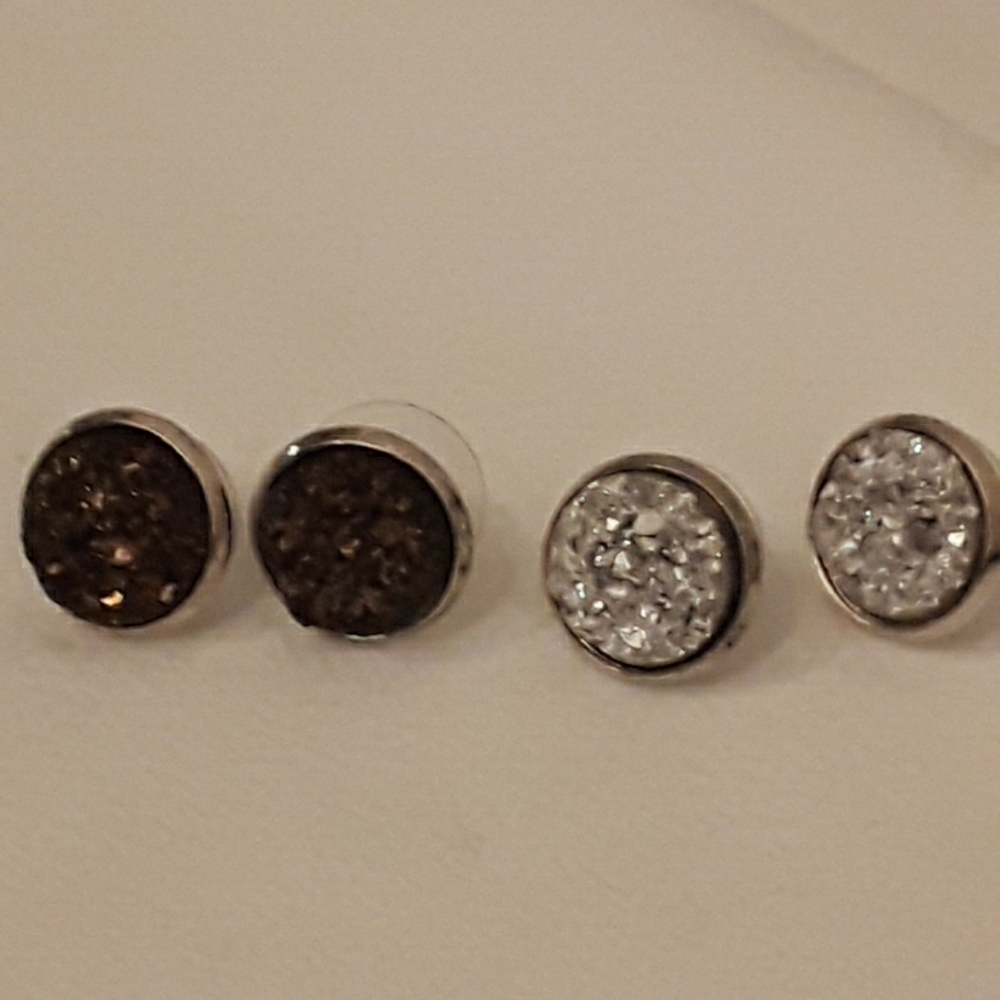 Set of Druzy earrings in White and brown